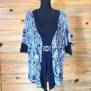 Appointments Women's Plus Size Black & White Blouse 3X